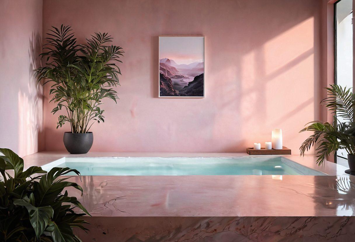 A close-up of a beautifully styled, lush, natural landscape featuring sensuous, flowing elements symbolizing femininity. Incorporate soft lighting that highlights intricate textures and warmth, conveying a sense of empowerment and self-acceptance. Include subtle hints of adult film motifs in a tasteful way without being explicit, expressing the theme of redefined sensuality. The overall tone should be artistic and inviting, creating a feeling of comfort and openness. pastel colors, ethereal lighting, elegant composition.